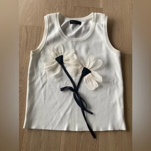 rag & bone White Tank Top with Floral Design
